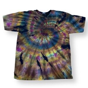 Tie dye tshirt short sleeve youth XL dark neutral spiral